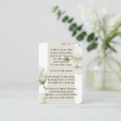 Memorial Foto Gebet Weiße Blume Gedicht Christlich Visitenkarte (Stehend Vorderseite)