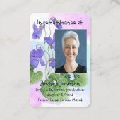 Memorial Foto Gebet Wild Violet Pocket Custom Visitenkarte (Rückseite)