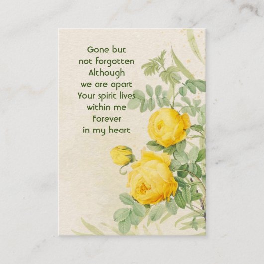 Memorial Foto Gelbe Rosen Garten Blume Visitenkarte (Vorderseite)