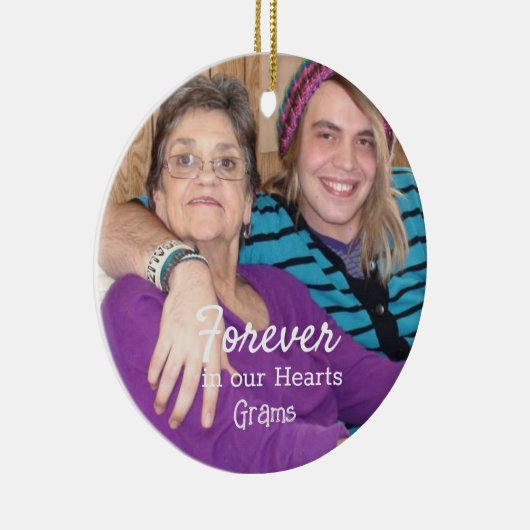 Memorial Foto Gold Snowflakes Weihnachten Keramik Ornament (Rechts)