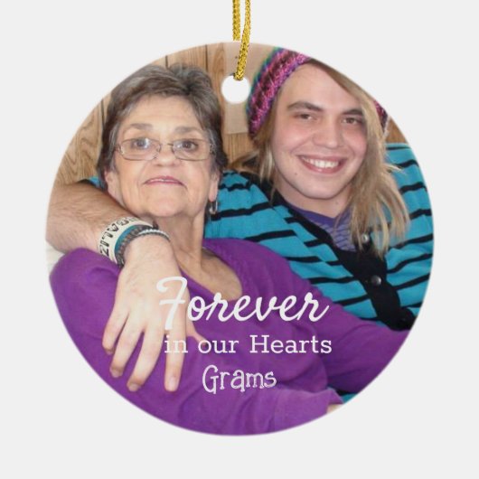 Memorial Foto Gold Snowflakes Weihnachten Keramik Ornament (Vorne)