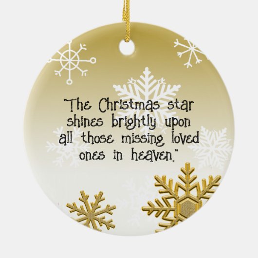 Memorial Foto Gold Snowflakes Weihnachten Keramik Ornament (Hinten)