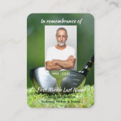 Memorial Foto Golfer Golfplatz Golfspielen Visitenkarte (Rückseite)