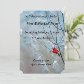 Memorial Foto Keepake Kardinal Red Bird Einladung (Stehend Vorderseite)