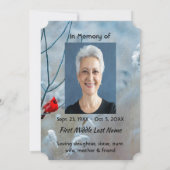 Memorial Foto Keepake Kardinal Red Bird Einladung (Rückseite)