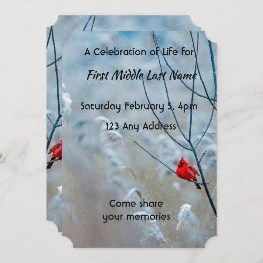 Memorial Foto Keepake Kardinal Red Bird Einladung (Vorne/Hinten)