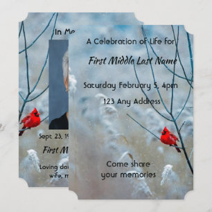 Memorial Foto Keepake Kardinal Red Bird Einladung