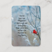 Memorial Foto Keepake Kardinal Red Bird Visitenkarte (Vorderseite)