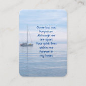 Memorial Foto Keepake Sailboat Calm Wasser Visitenkarte (Vorderseite)