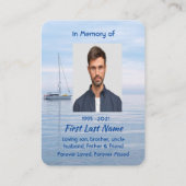 Memorial Foto Keepake Sailboat Calm Wasser Visitenkarte (Rückseite)