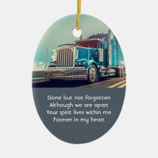 Memorial Foto Keepake Semi Truck Trailer Keramik Ornament (Vorne)