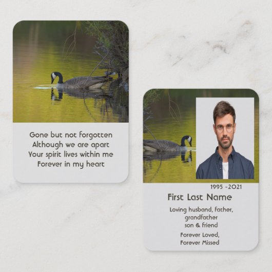 Memorial Foto Lake Canada Goose Bird Visitenkarte (Vorne/Hinten)