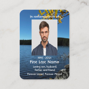 Memorial Foto Lake Trees Pocket Keepake Visitenkarte