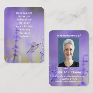 Memorial Foto Lavender Hummingbird Visitenkarte
