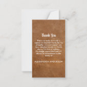 Memorial Foto Leather Beerdigung Danke Notiz Karte (Rückseite)