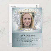 Memorial-Foto mit Angel Wings Frame Postkarte (Vorne/Hinten)