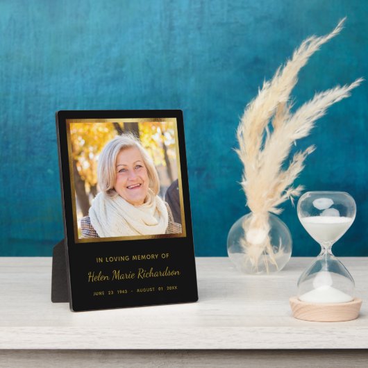 Memorial Foto Modern Elegante Gold Fotoplatte (Seite)