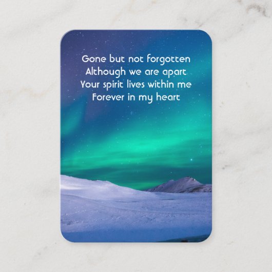 Memorial Foto Northern Lights Aurora Borealis Visitenkarte (Vorderseite)