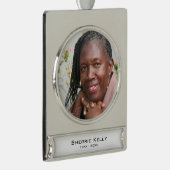 Memorial Foto Personalisiert Banner-Ornament Silber (Rechts)