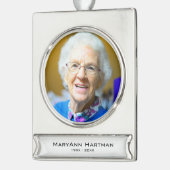 Memorial Foto Personalisiert Banner-Ornament Silber (Links)