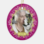Memorial Foto Pink Snowflakes Weihnachten Keramikornament (Links)