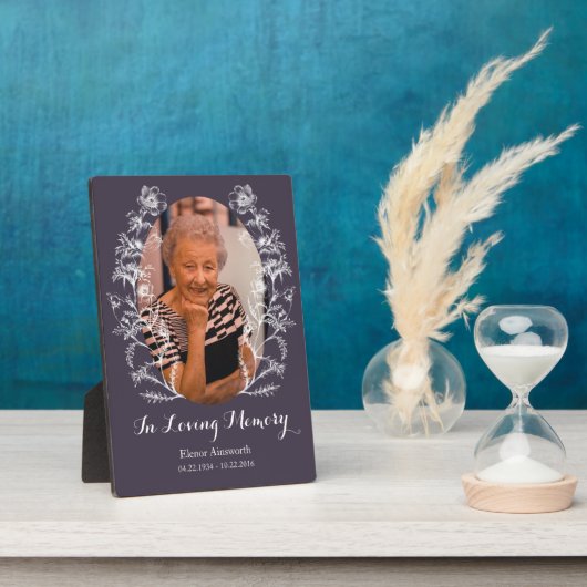 Memorial Foto Plaque Vintag Illustration Blume Fotoplatte (Seite)