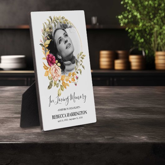 Memorial Foto Plaque Wasserfarbe Rose Gold Rahmen