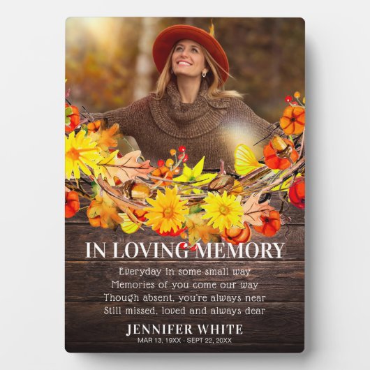 Memorial Foto Platte Rustic Autumn Fall Fotoplatte (Vorderseite)