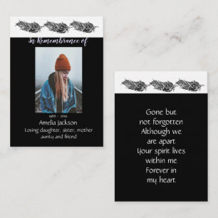 Memorial Foto Pocket Keepake Feather Tribal Visitenkarte
