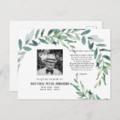 Memorial Foto Postcard mit Verse Green Blätter Postkarte (Vorne/Hinten)