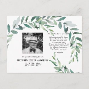 Memorial Foto Postcard mit Verse Green Blätter Postkarte