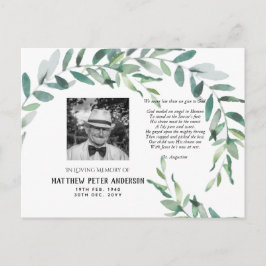 Memorial Foto Postcard mit Verse Green Blätter Postkarte