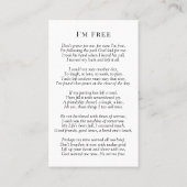 Memorial Foto Praetkarte | Ich bin frei Visitenkarte (Rückseite)