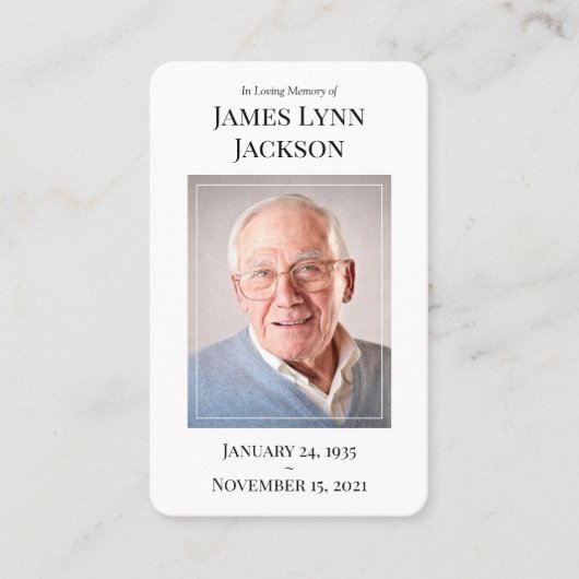 Memorial Foto Prayer Card - Ich bin kostenlos Visitenkarte (Vorderseite)