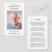 Memorial Foto Prayer Card - Ich bin kostenlos Visitenkarte (Vorne/Hinten)
