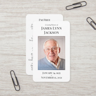 Memorial Foto Prayer Card - Ich bin kostenlos Visitenkarte