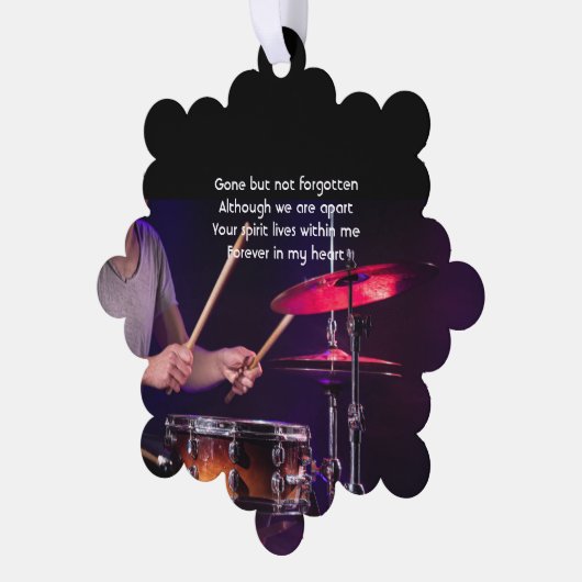 Memorial Foto Prayer Drummer Band Ornament Karte (Linke Ecke)