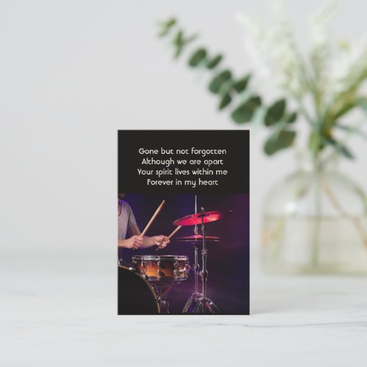 Memorial Foto Prayer Drummer Band Visitenkarte (Stehend Vorderseite)