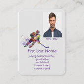 Memorial Foto Prayer Hockey Player Sport Visitenkarte (Rückseite)