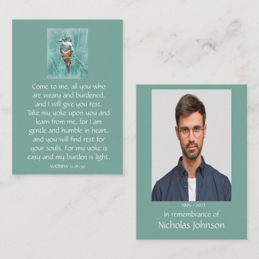 Memorial Foto Prayer Kingfisher Visitenkarte (Vorne/Hinten)