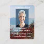 Memorial Foto Prayer Nebelsee Fall Visitenkarte (Rückseite)