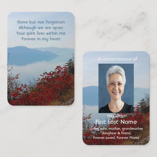 Memorial Foto Prayer Nebelsee Fall Visitenkarte (Vorne/Hinten)