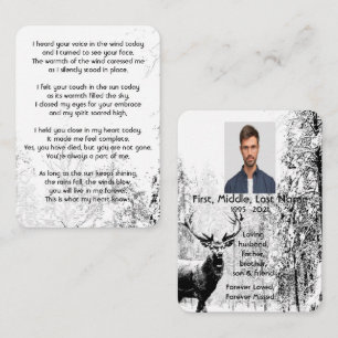 Memorial Foto Prayer Stag Deer Forest Winter Wild Visitenkarte