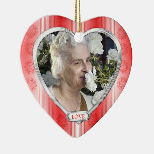 Memorial Foto Red White Herbst Weihnachten Keramik Ornament (Rechts)