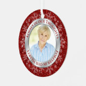 Memorial Foto Rot immer in unseren Gedanken Weihna Ornament Aus Metall (Vorderseite links)