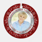 Memorial Foto Rot immer in unseren Gedanken Weihna Ornament Aus Metall (Rückseite)