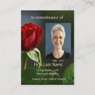 Memorial Foto Rote Rosen Garten Blume Visitenkarte