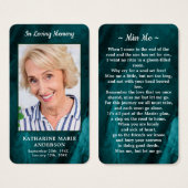 Memorial Foto Smarald Green Beerdigung Karte (Vorne & Hinten)