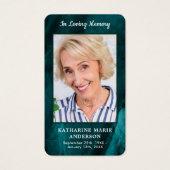 Memorial Foto Smarald Green Beerdigung Karte (Vorderseite)