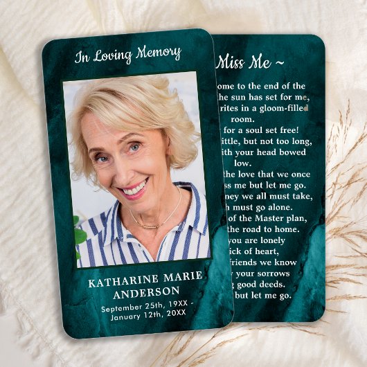 Memorial Foto Smarald Green Beerdigung Karte